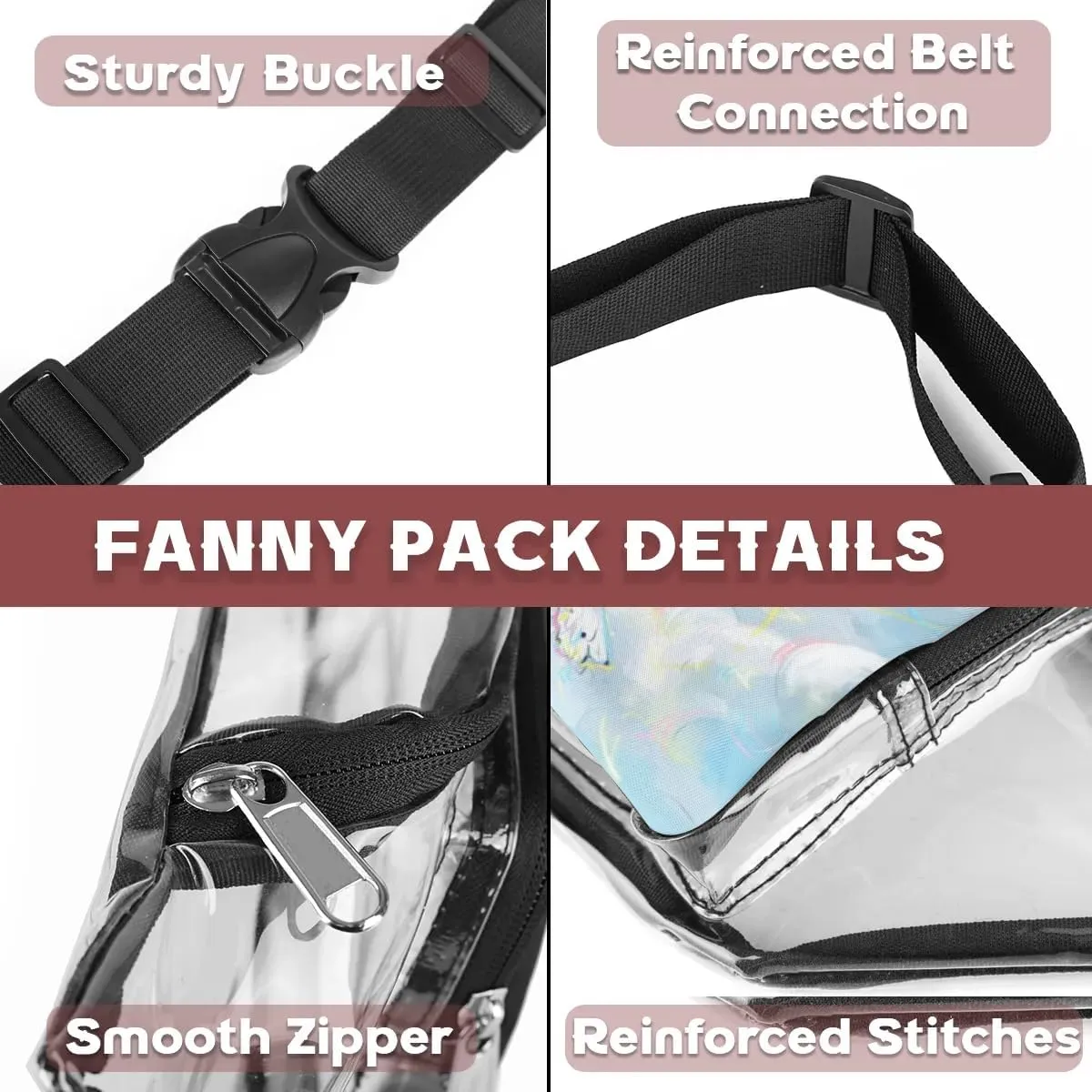 White Dove Flying Clear Fanny Pack Stadium Approved Clear Crossbody Belt Bag for Women Men Transparent Waist Bag with Adjustable Strap for Concerts Sports Events Travel