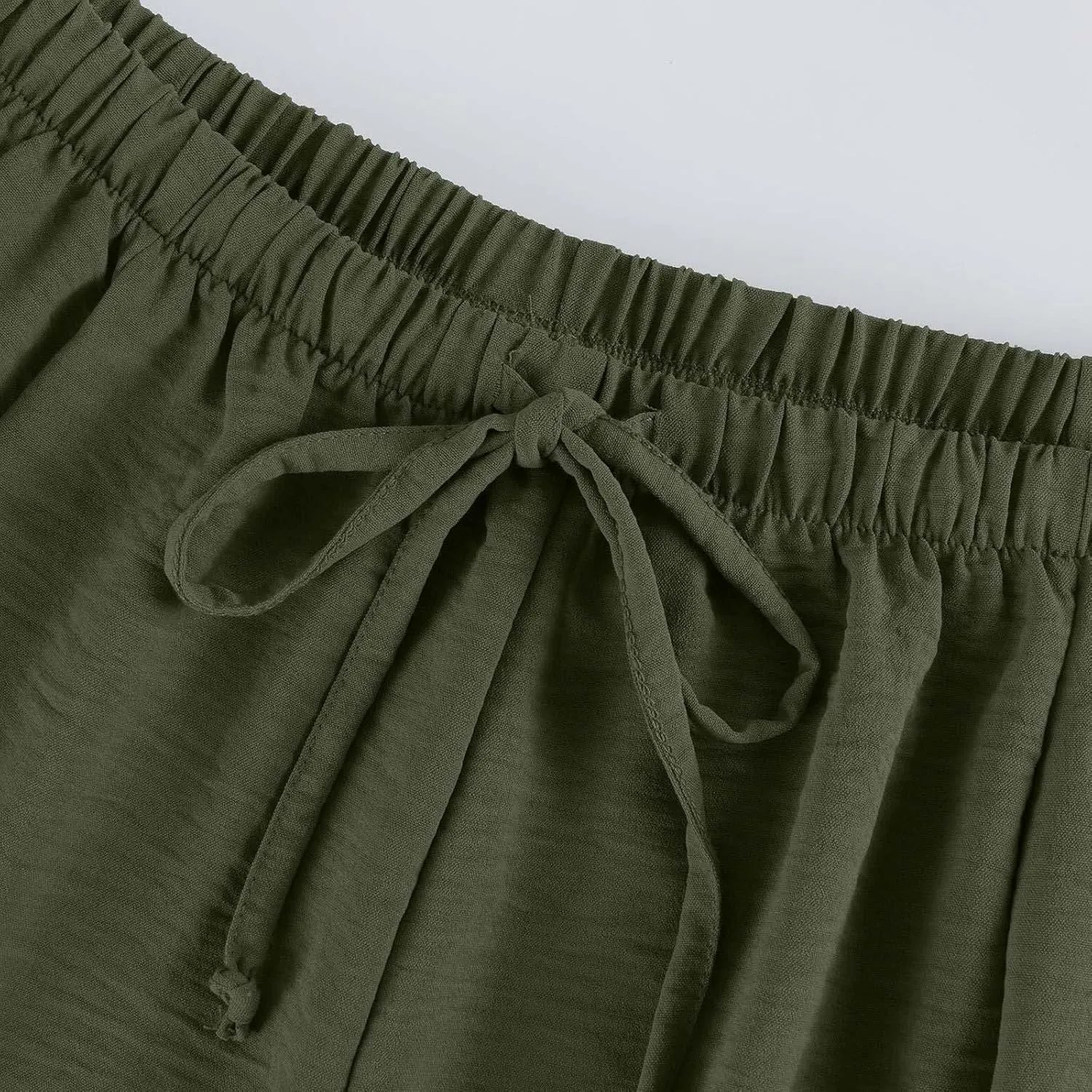 Wide Leg Capri Pants for Women Elastic Waist Casual Loose Summer Capris Beach Travel Vacation Palazzo Harem Pants