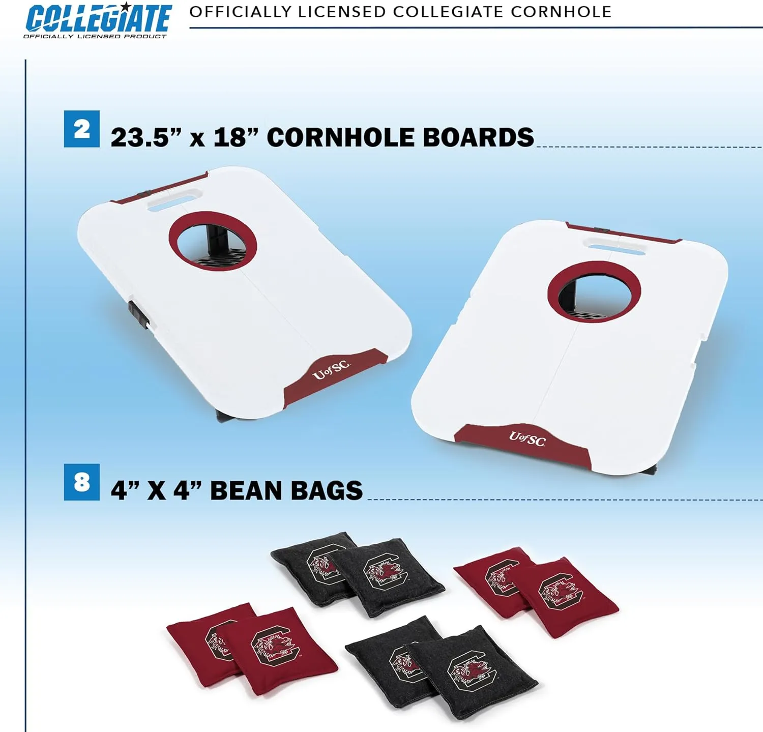 Wild Sports NCAA Pro Football All-Weather Cornhole Set - Travel Bean Bag Toss Set Includes 8 Bean Bags