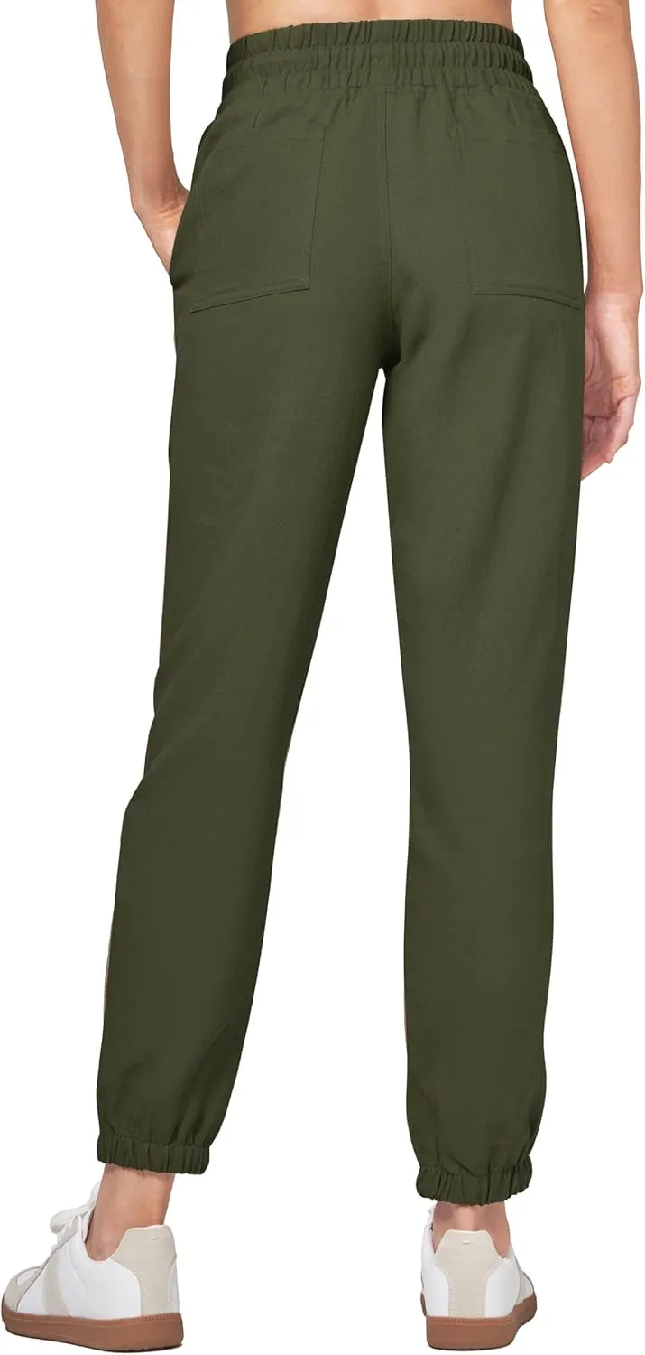 Willit Women Linen Pants Joggers Casual Lightweight Lounge Cotton Linen Travel Beach Summer Pants with Pockets 25.5"/28"