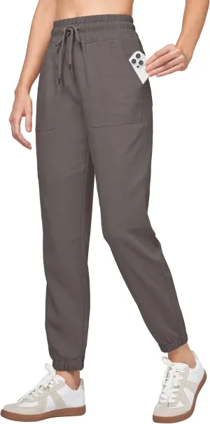Willit Women Linen Pants Joggers Casual Lightweight Lounge Cotton Linen Travel Beach Summer Pants with Pockets 25.5"/28"