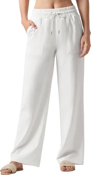 Willit Women Linen Pants Wide Leg Casual Palazzo Pants Cotton Linen Lounge Beach Summer Pants with Pockets 29"/31"/ 33"