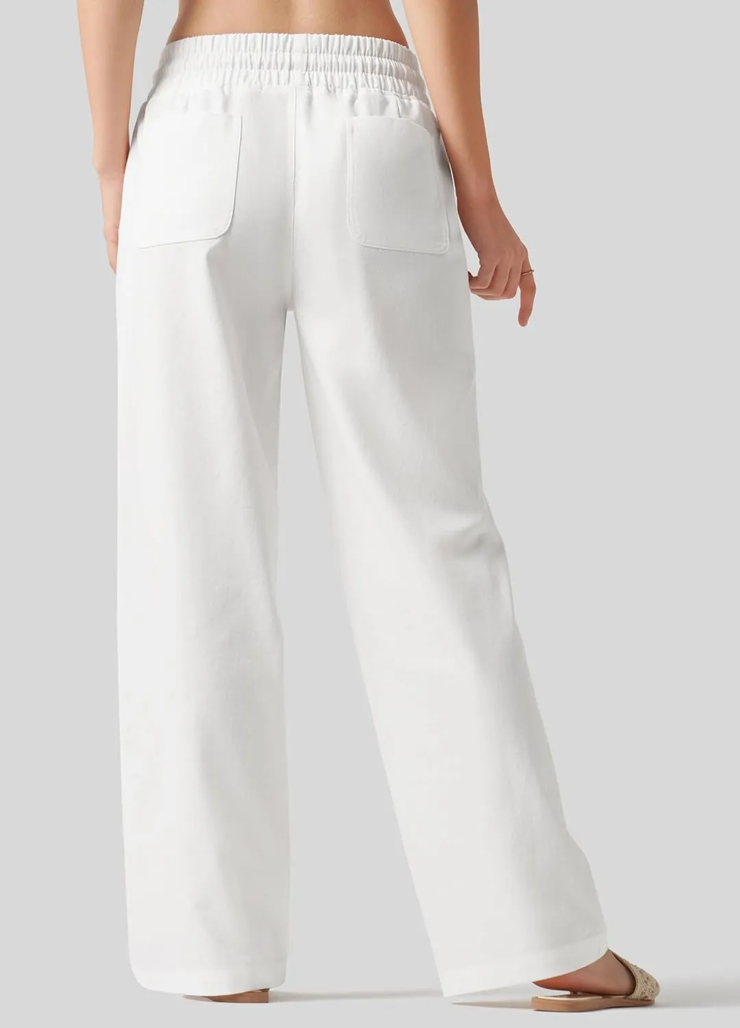 Willit Women Linen Pants Wide Leg Casual Palazzo Pants Cotton Linen Lounge Beach Summer Pants with Pockets 29"/31"/ 33"