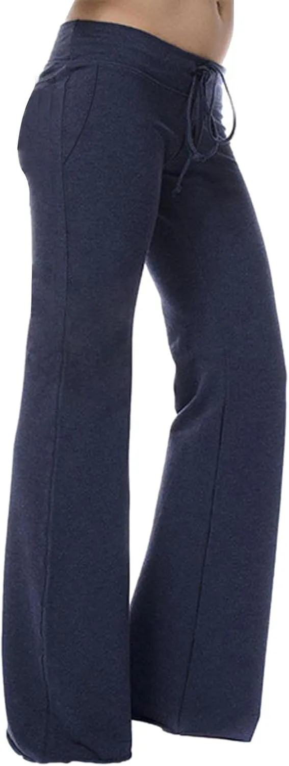 Wkishenl Cargo Pants Women High Waist Wide Leg Pants with Pockets Casual Drawstring Stretch Yoga Workout Leggings Sweatpants