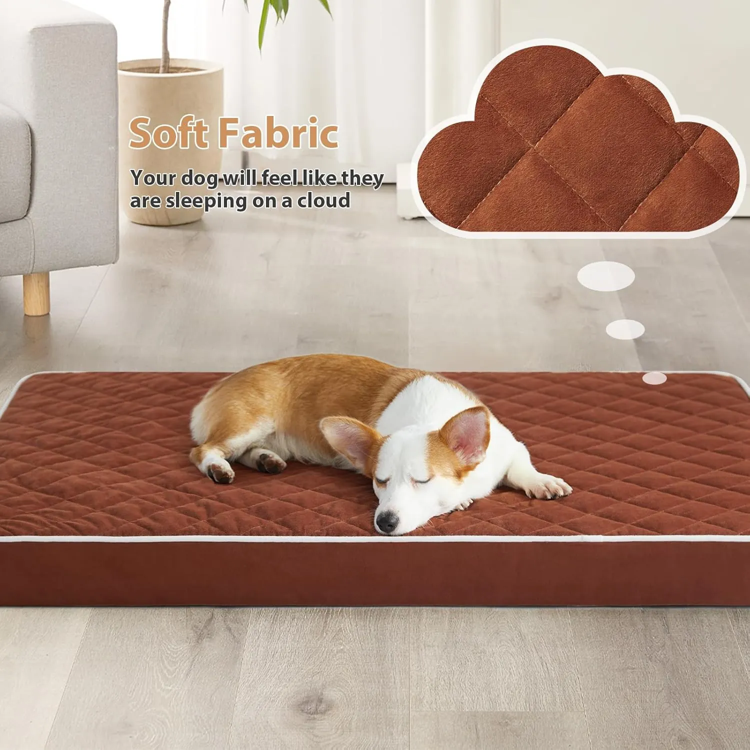 WNPETHOME Orthopedic Dog Bed for Large Dogs, Extra Large & Waterproof with Removable Washable Cover, Anti-Slip Bottom, Egg Crate Foam & Multi-Needle Quilting XL Crate Bed