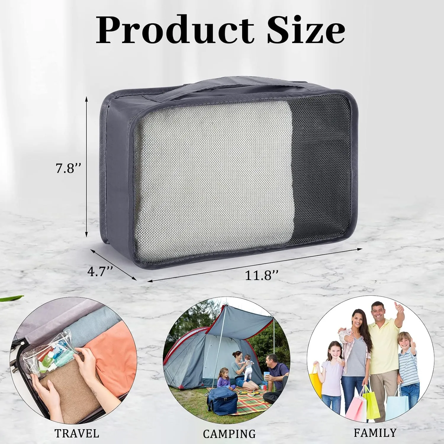 Woanger 12 Pcs Small Packing Cubes for Travel, Light Packing Cubes for Suitcases Mesh Luggage Organizer Bags Travel Accessories Essentials 12 x 8 x 5 Inch(Grey)
