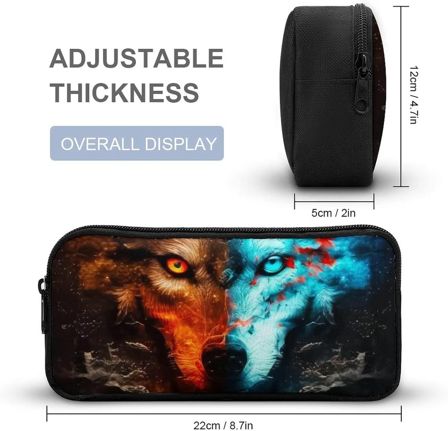 Wolf Backpack with Lunch Box & Pencil Case for Kids Girls Boys School, 16 Inch Cute Wolf Bookbag, School Backpack for Students Children, Lightweight, Large Capacity