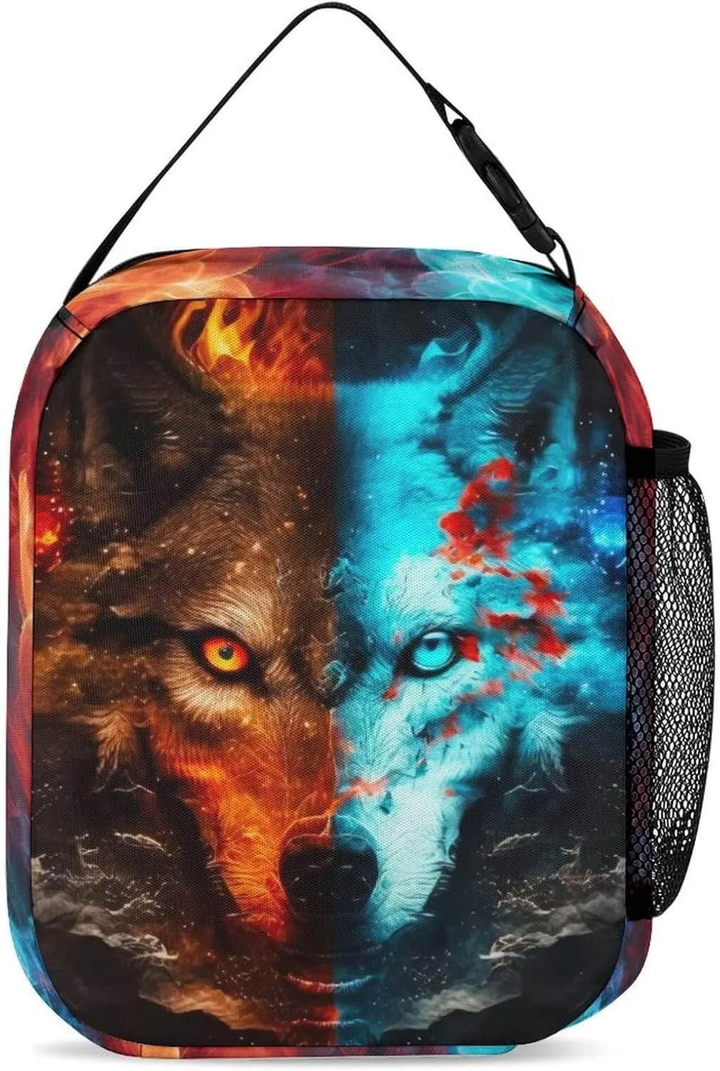 Wolf Backpack with Lunch Box & Pencil Case for Kids Girls Boys School, 16 Inch Cute Wolf Bookbag, School Backpack for Students Children, Lightweight, Large Capacity