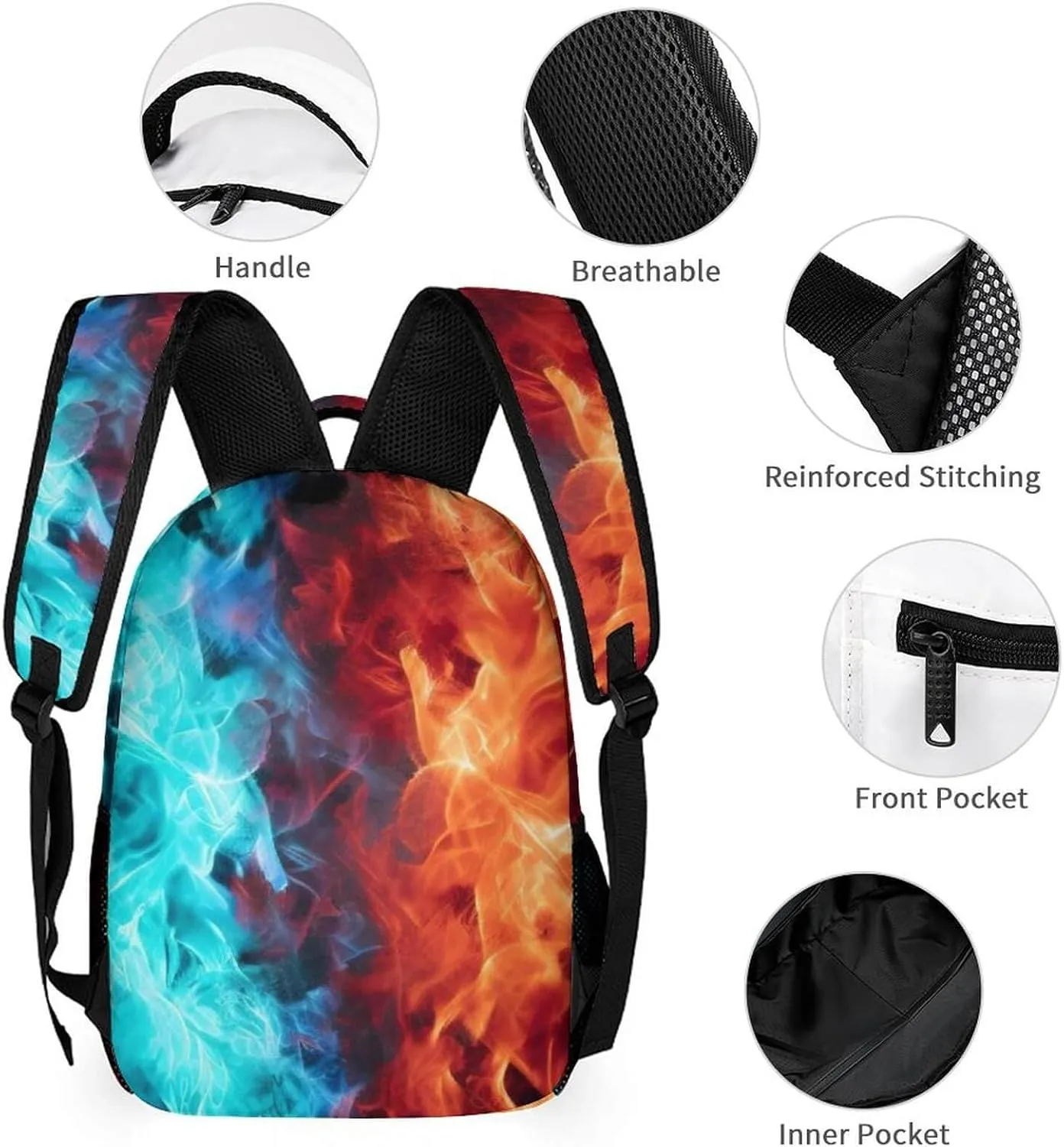 Wolf Backpack with Lunch Box & Pencil Case for Kids Girls Boys School, 16 Inch Cute Wolf Bookbag, School Backpack for Students Children, Lightweight, Large Capacity