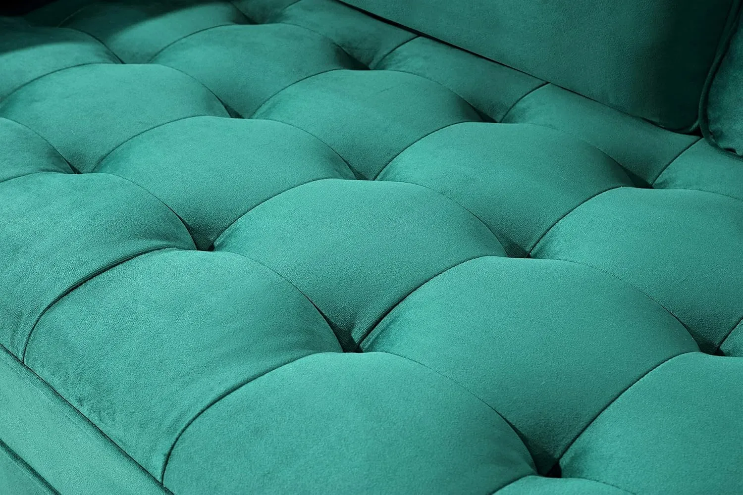 Womble Mid Century Modern Velvet Couch for Living Room with 3 Seater Tufted Seat and Sturdy Wood Frame, Includes Bolster Pillows, Sofa, Green