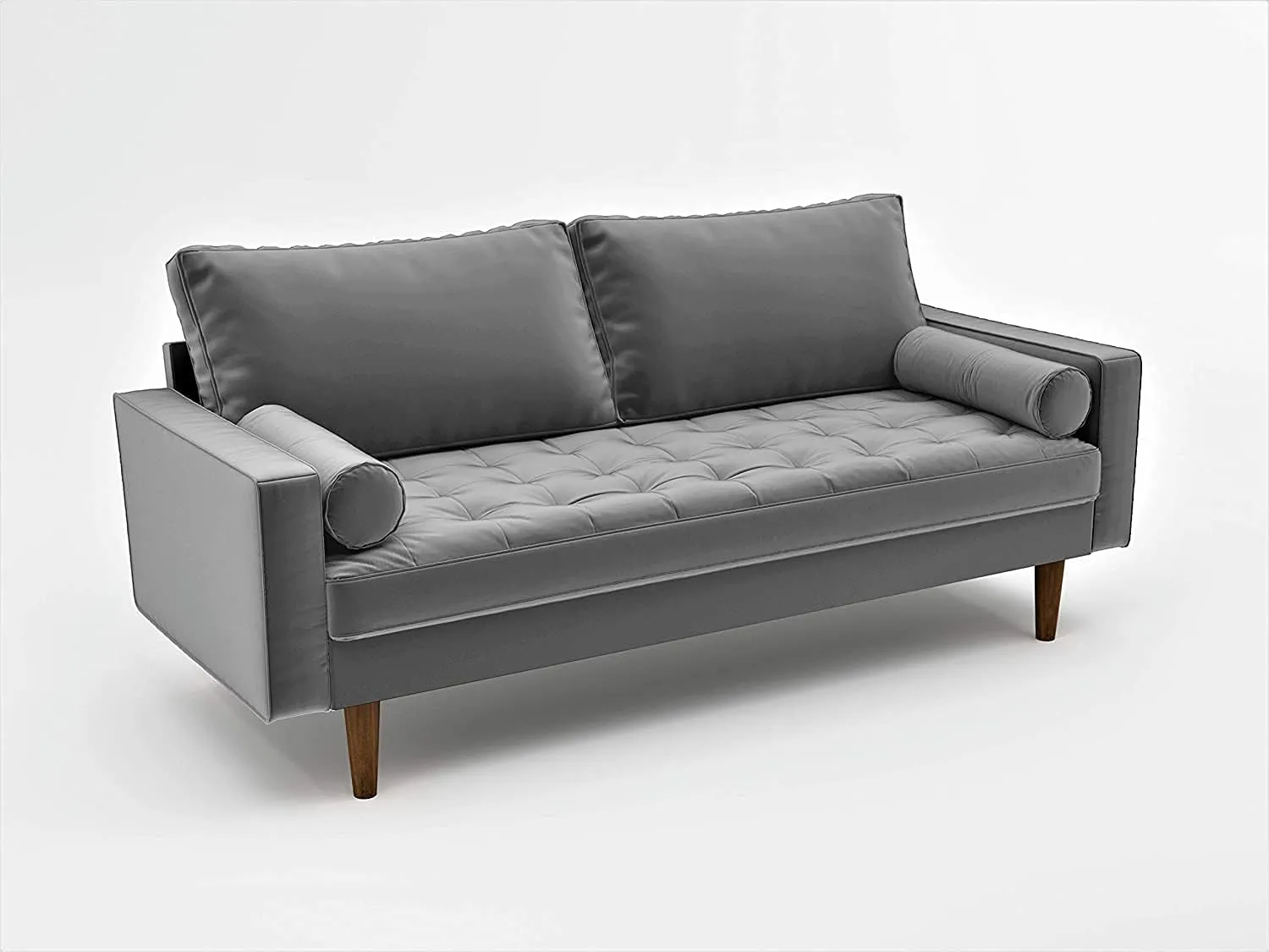 Womble Velvet Upholstered Living Room Diamond Tufted Chesterfield Sofa with Gleaming Nailheads, Grey