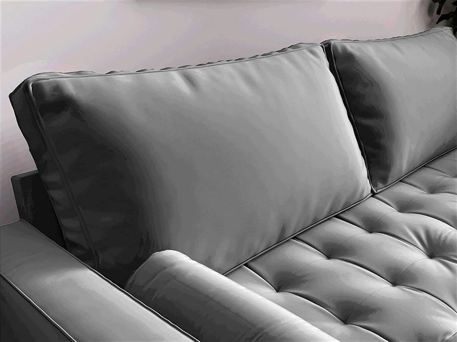 Womble Velvet Upholstered Living Room Diamond Tufted Chesterfield Sofa with Gleaming Nailheads, Grey