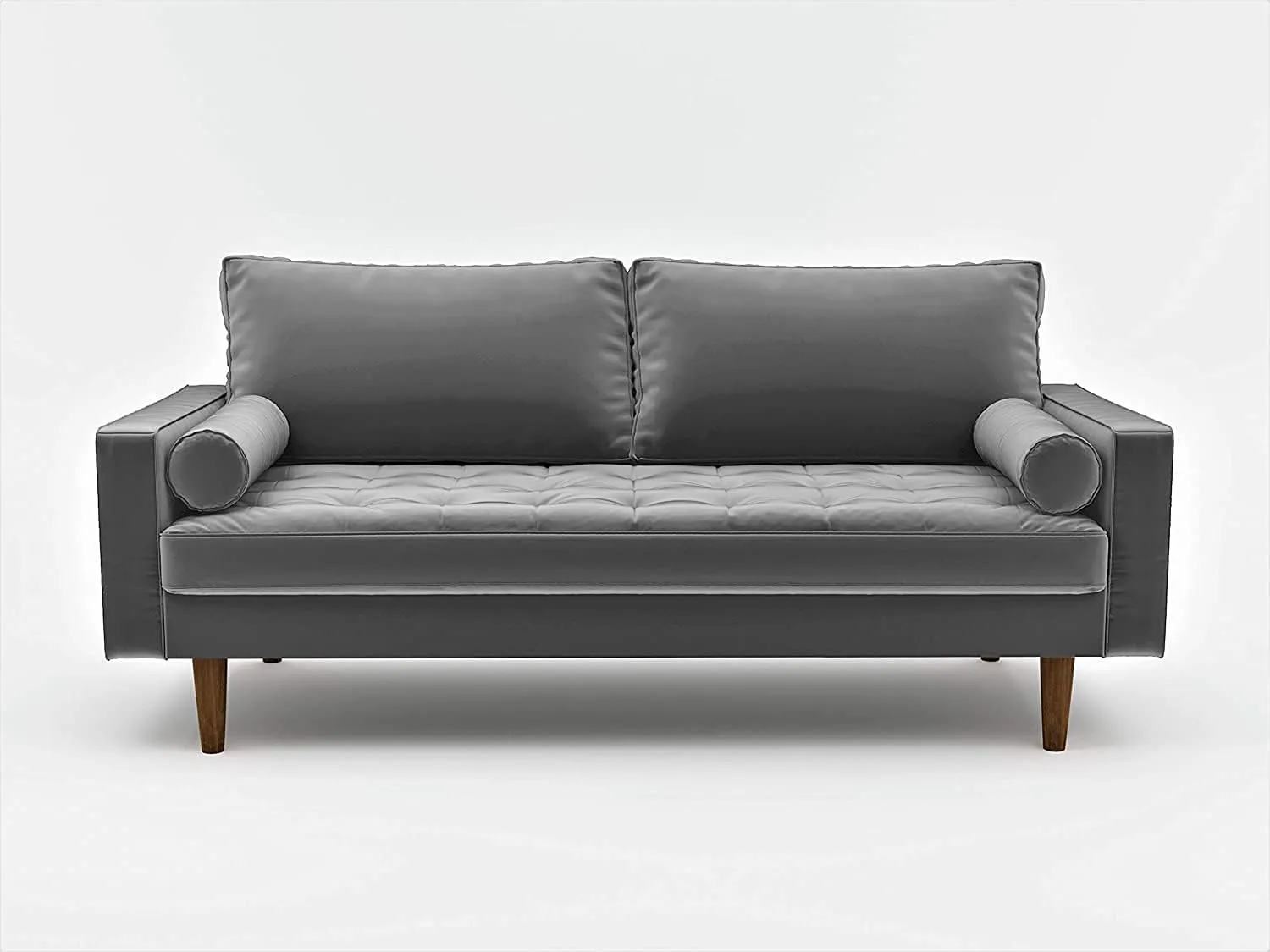 Womble Velvet Upholstered Living Room Diamond Tufted Chesterfield Sofa with Gleaming Nailheads, Grey