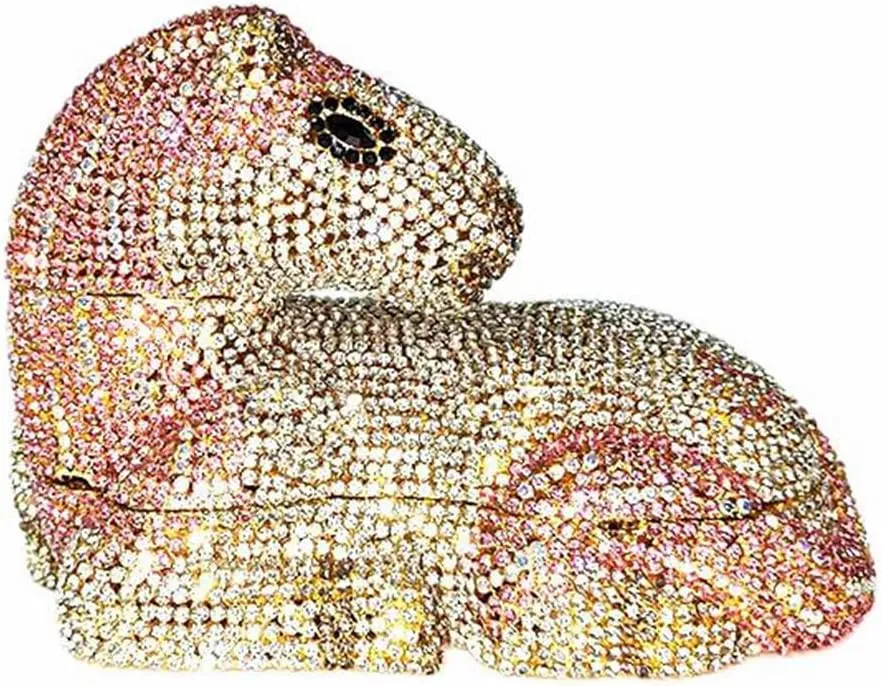 Women Cute Horse Shape Rhinestone Evening Bag Sparkling Animal Crystal Handbags Diamond Clutch for Prom Party