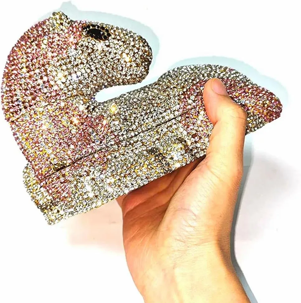 Women Cute Horse Shape Rhinestone Evening Bag Sparkling Animal Crystal Handbags Diamond Clutch for Prom Party
