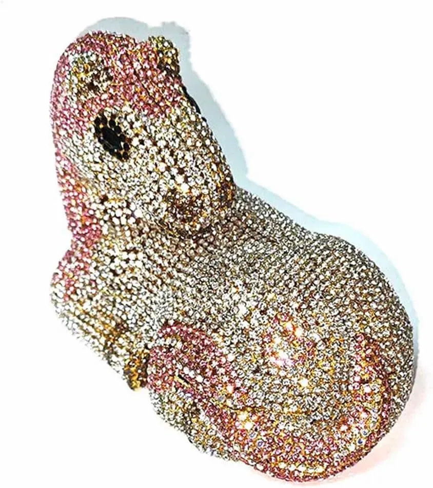 Women Cute Horse Shape Rhinestone Evening Bag Sparkling Animal Crystal Handbags Diamond Clutch for Prom Party