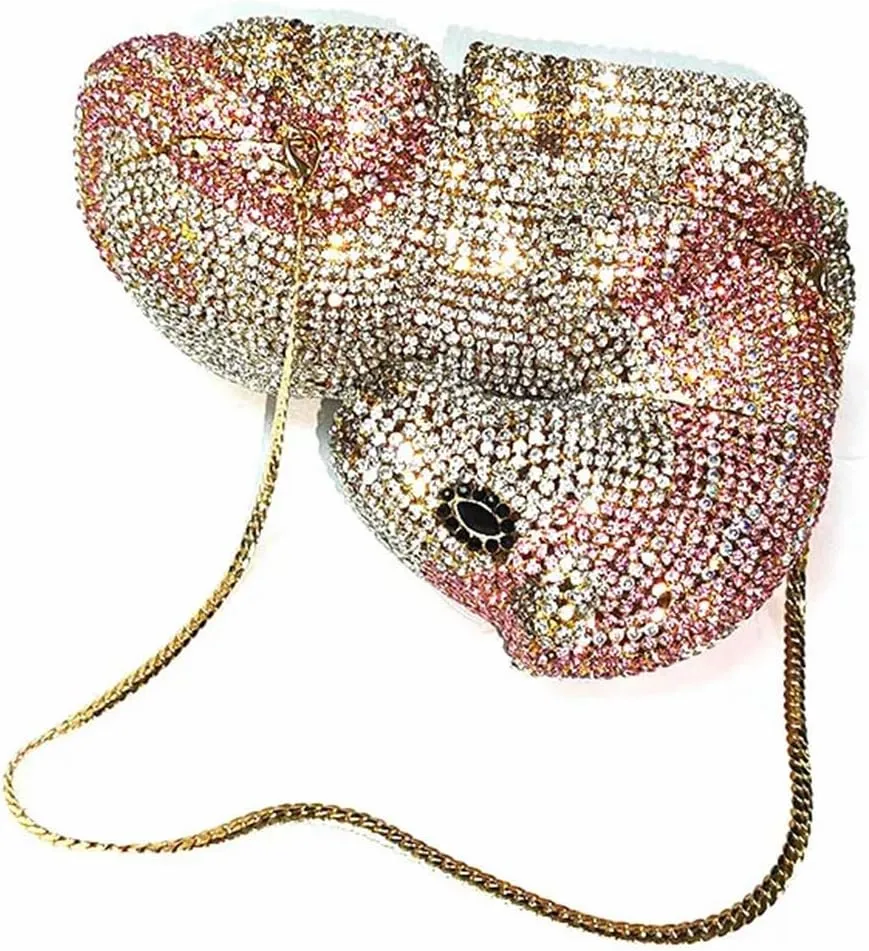 Women Cute Horse Shape Rhinestone Evening Bag Sparkling Animal Crystal Handbags Diamond Clutch for Prom Party