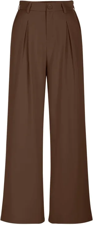 Women High Waist Palazzo Pants Casual Wide Leg Trousers Button Down Loose Work Office Business Suit Pants