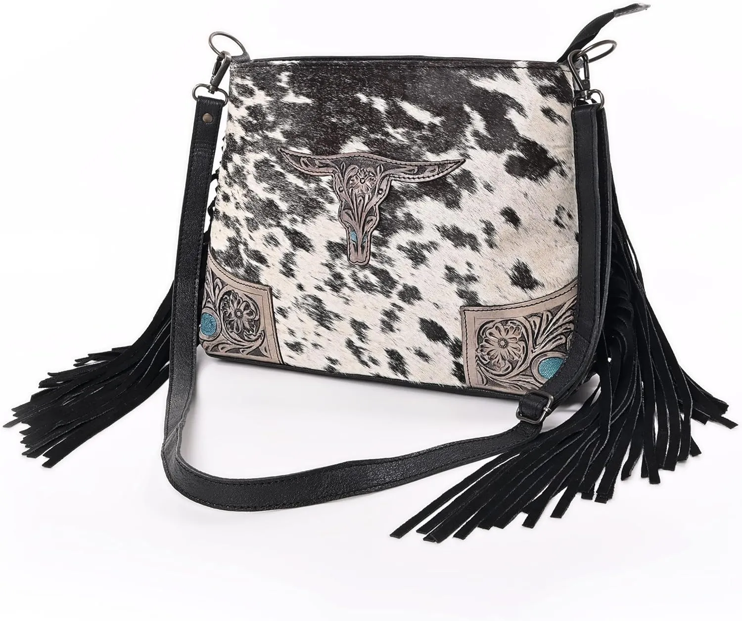 Women Natural Cowhide Leather Ladies Leather Purse Handbag With Adjustable Detachable Strap