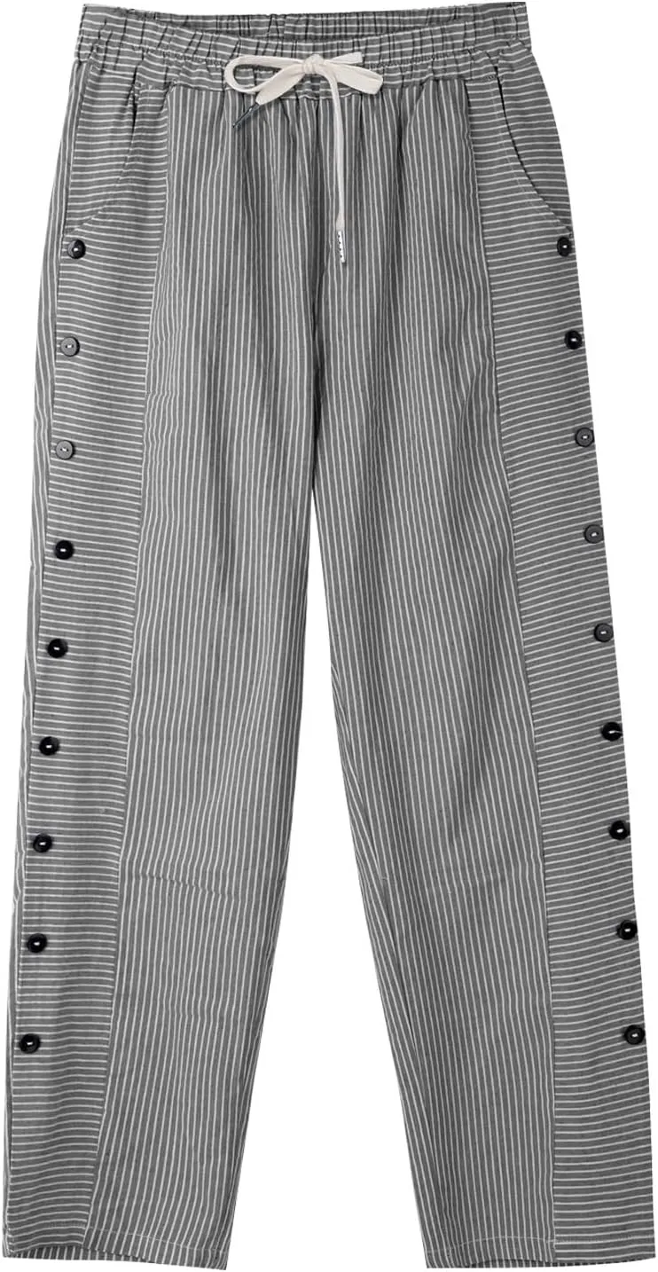 Women Oversized Striped Cropped Pants Office Work Business Trendy High Waisted Trouser Sport Jogger Casual Sweatpants