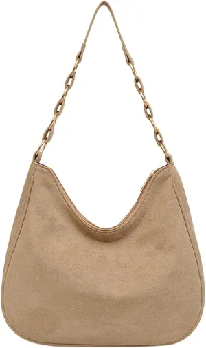 Women Suede Velvet Shoulder Bag 2024 Fall Winter Trendy Vintage Crossbody Tote Bag Stylish Hardware PU Leather Retro Colors