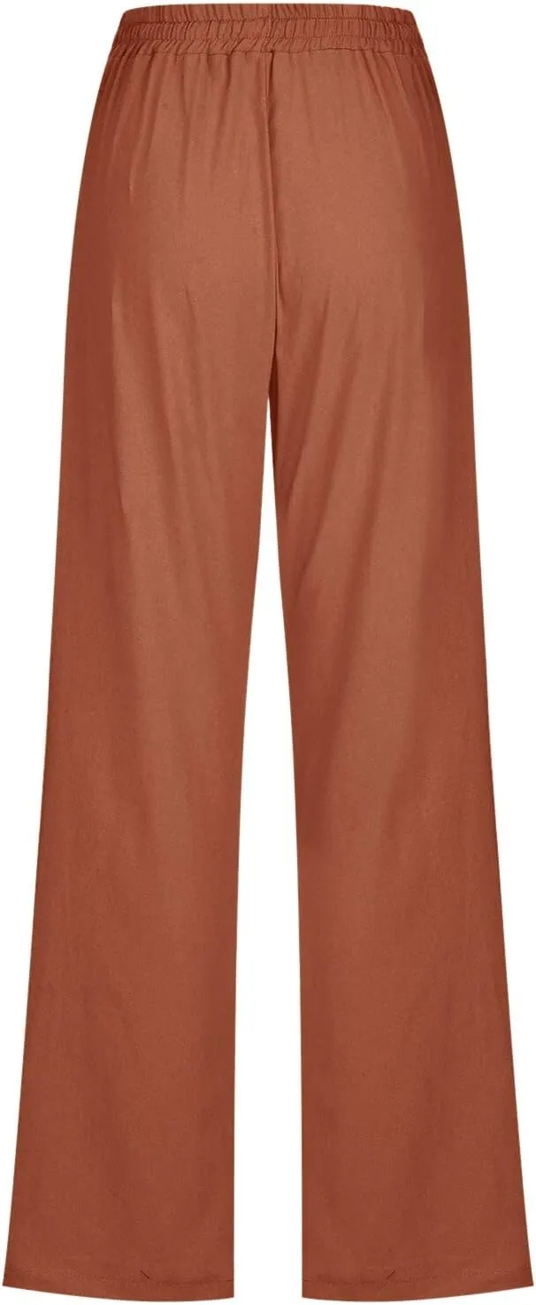 Women Work Linen Cotton Pants Office Business Plus Size Loose Trendy Trouser Outdoor Hiking Jogging Casual Sweatpants
