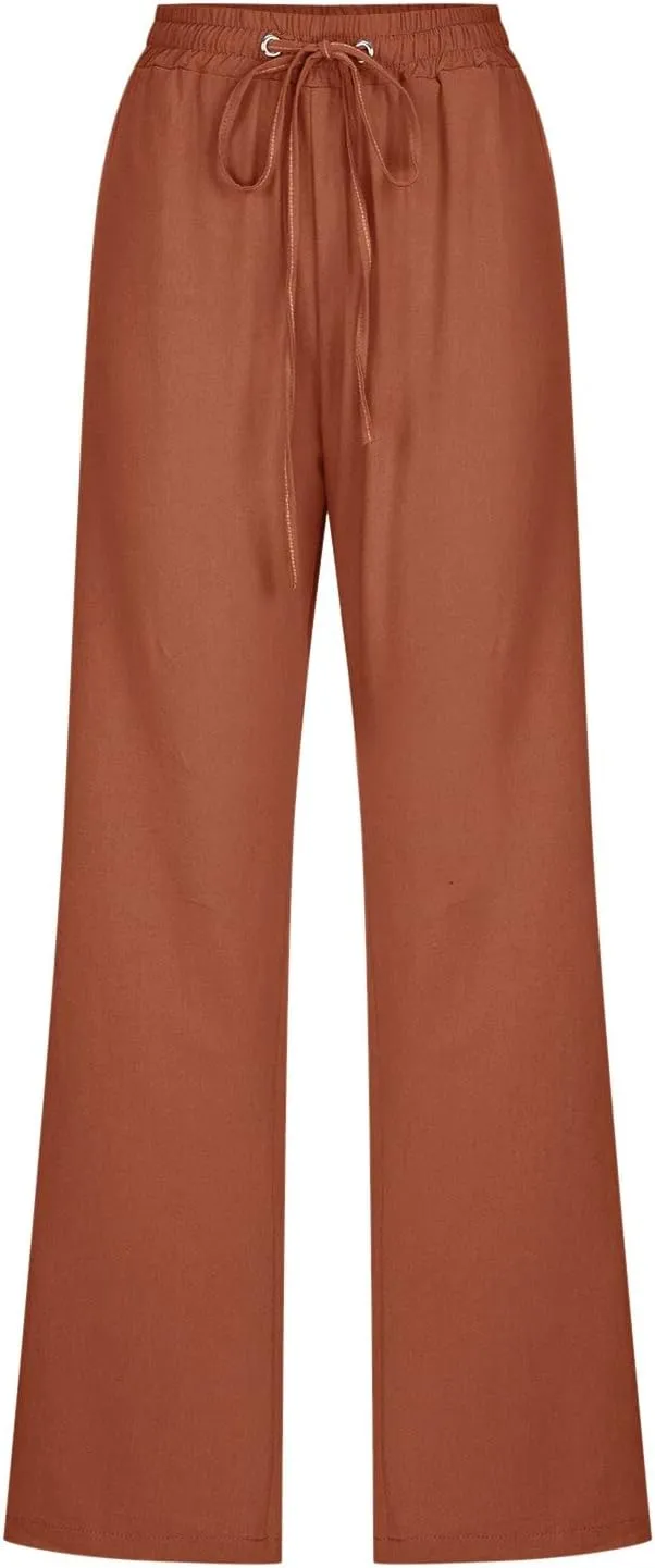 Women Work Linen Cotton Pants Office Business Plus Size Loose Trendy Trouser Outdoor Hiking Jogging Casual Sweatpants