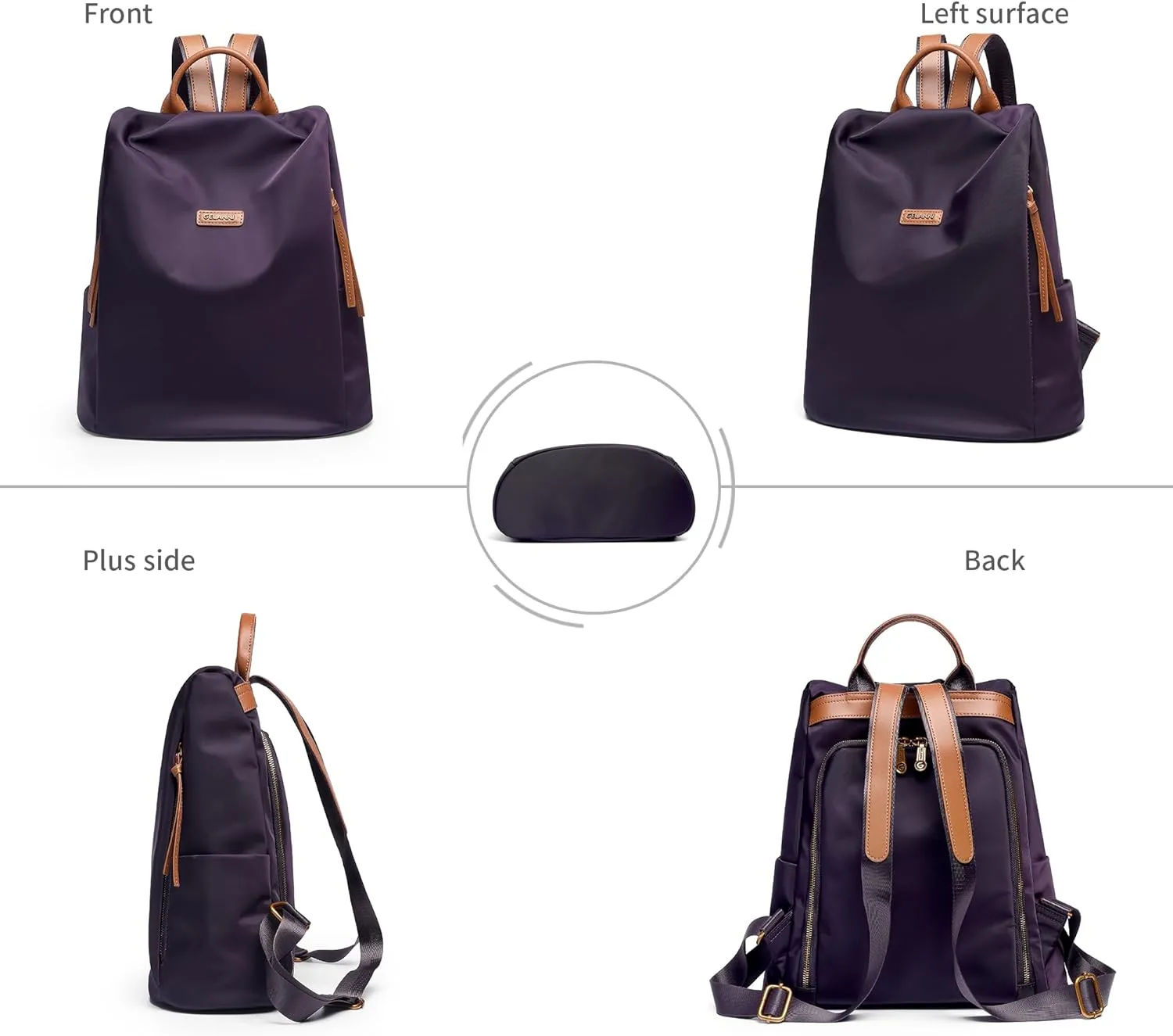 Women's Backpack Purse Nylon Anti-theft Water Resistant Lightweight Small Shoulder Bags for Travle Cute Fashion Computer Bag for Work Daily Laptop Backpack Ladies Dark Purple