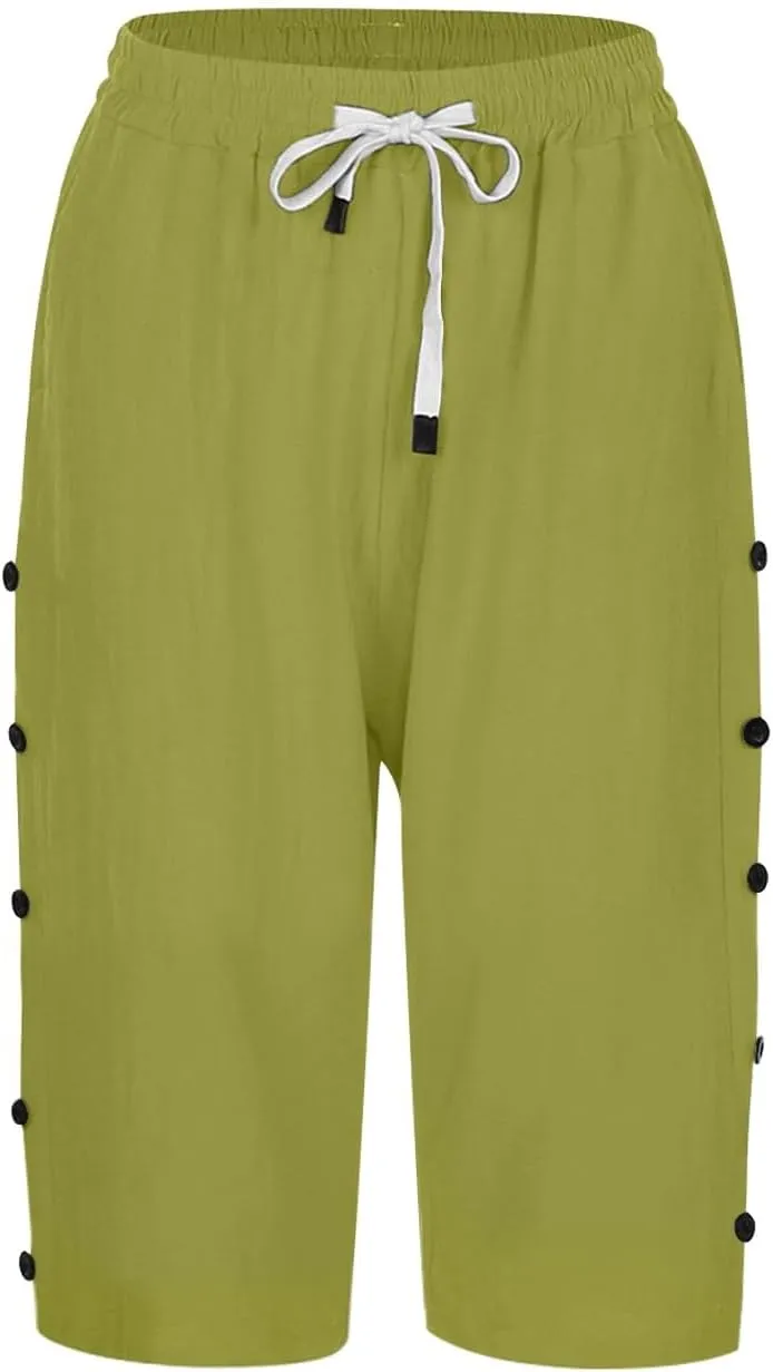 Womens Bermuda Shorts,Linen Shorts for Women,Plus Size Pants Summer Vacation Beach Pants Casual Cotton Jorts 2025