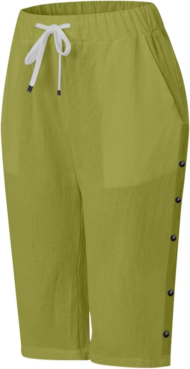 Womens Bermuda Shorts,Linen Shorts for Women,Plus Size Pants Summer Vacation Beach Pants Casual Cotton Jorts 2025