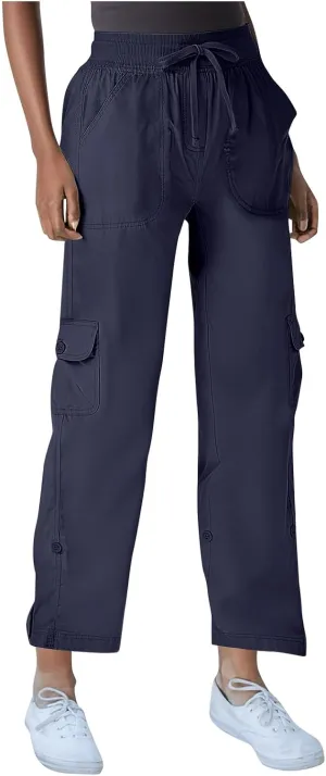 Womens Cargo Joggers Pants Lightweight Hiking Travel Pants Elastic Waist Drawstring Quick Dry Trousers with Pockets