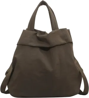Women's Casual Leisure Tote Bag, Large Capacity Nylon Cloth Handbag, Ultralight Shoulder Bag, Olive green