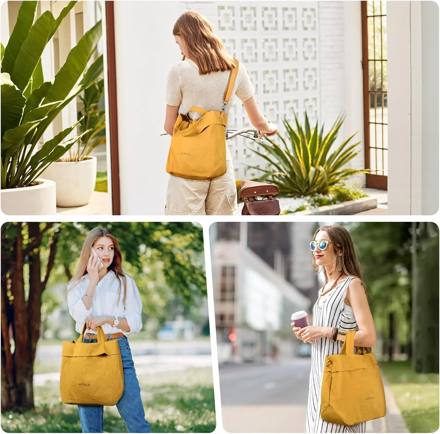 Women's Casual Leisure Tote Bag, Large Capacity Nylon Cloth Handbag, Ultralight Shoulder Bag, Olive green