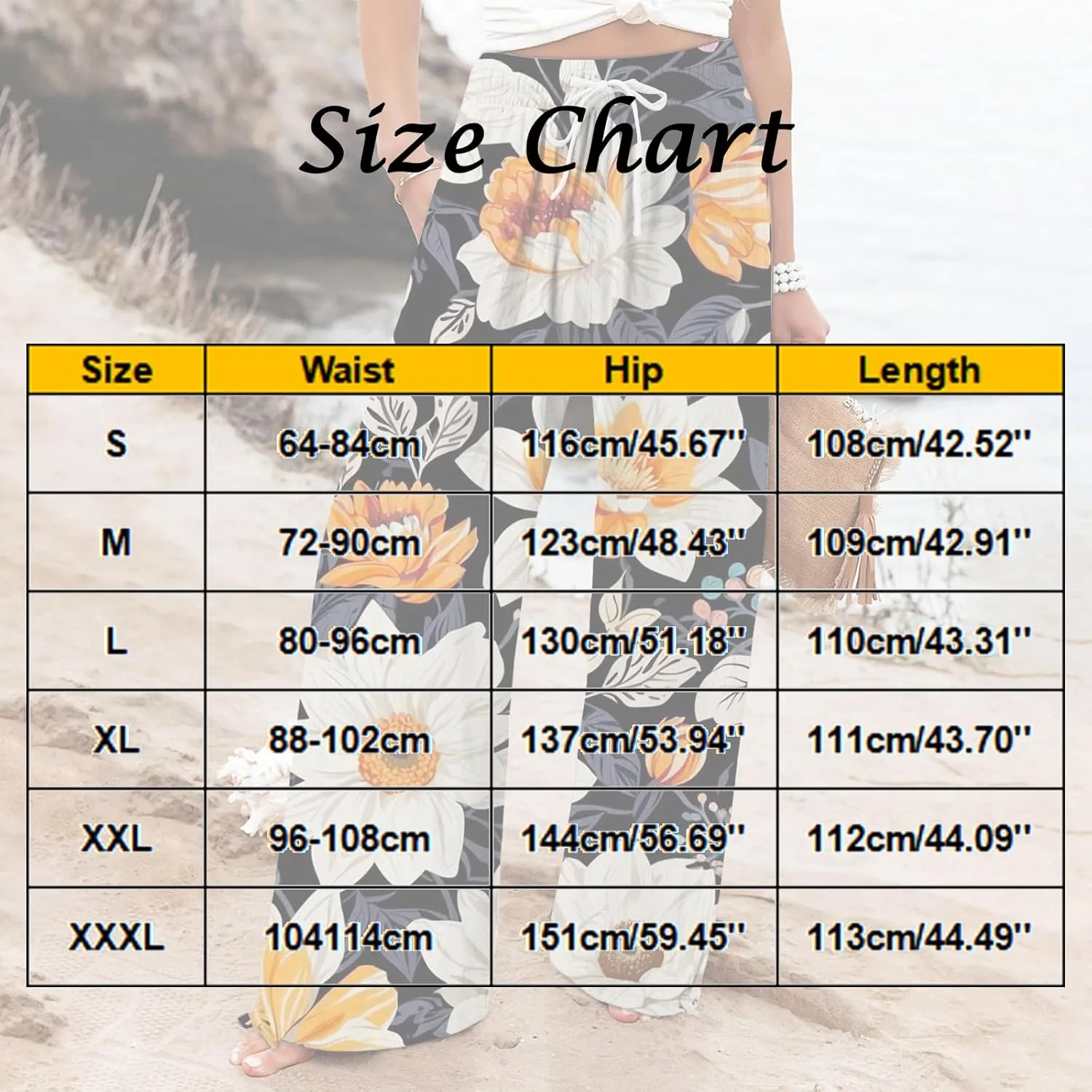 Women's Casual Pants Flower Pants Vintage Print Cotton Linen Pants Elastic Waisted Drawstring Summer Beach Baggy Trousers