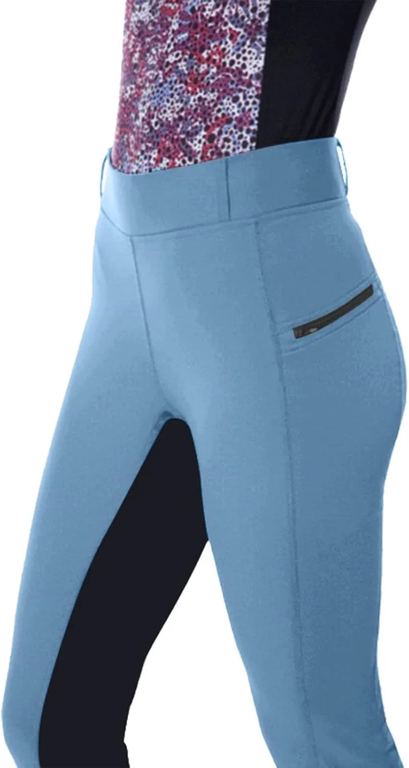 Womens Horse Riding Pants Full Seat Riding Breeches Equestrian Tights Horseback Patchwork Trouser with Pockets