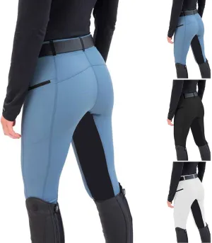 Womens Horse Riding Pants Full Seat Riding Breeches Equestrian Tights Horseback Patchwork Trouser with Pockets