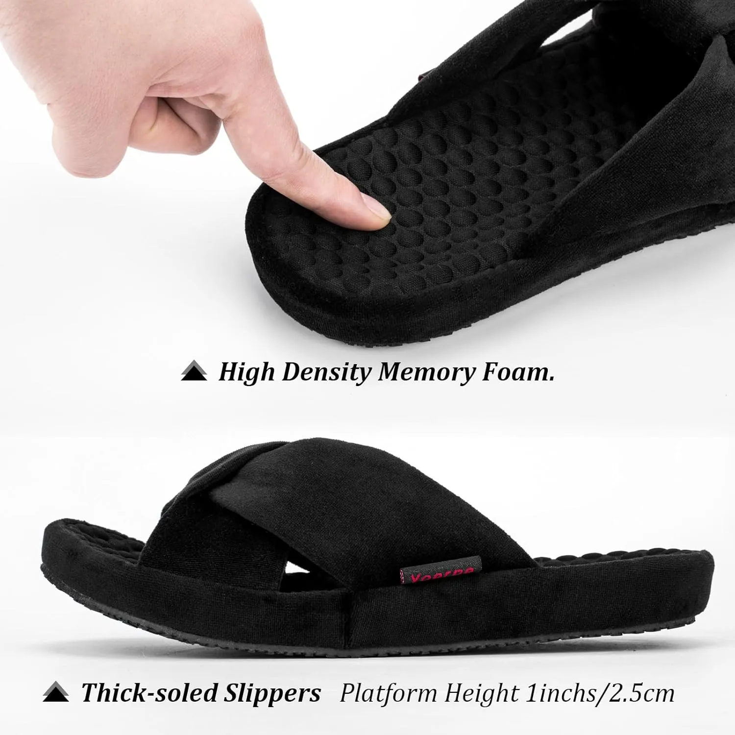 Women's House Slippers | Soft Memory Foam, Massage Beads, Non-Slip Rubber Sole | Cozy Velvet Indoor/Outdoor Slippers | Birthday Gifts & Mother's Day Gifts for Women
