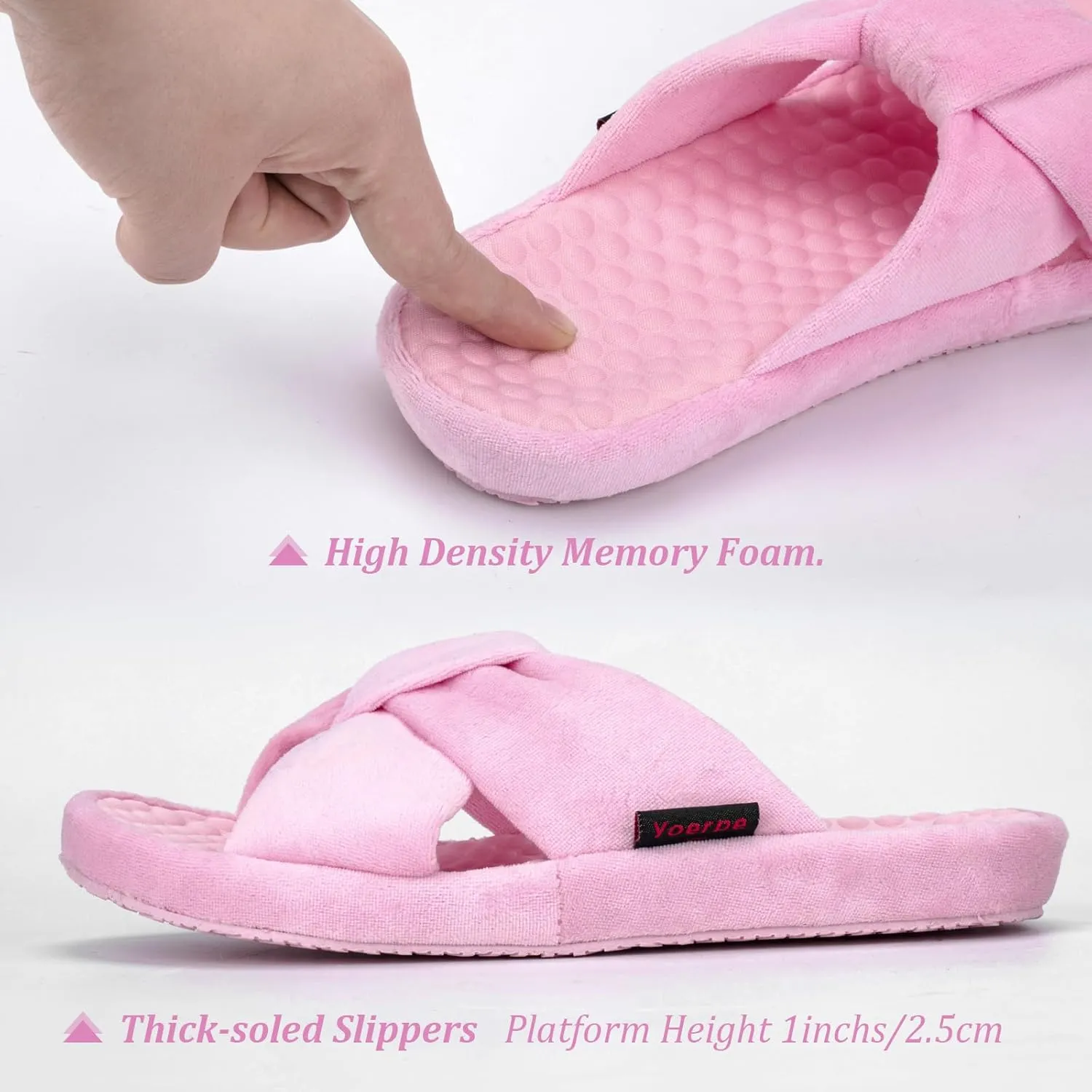 Women's House Slippers | Soft Memory Foam, Massage Beads, Non-Slip Rubber Sole | Cozy Velvet Indoor/Outdoor Slippers | Birthday Gifts & Mother's Day Gifts for Women