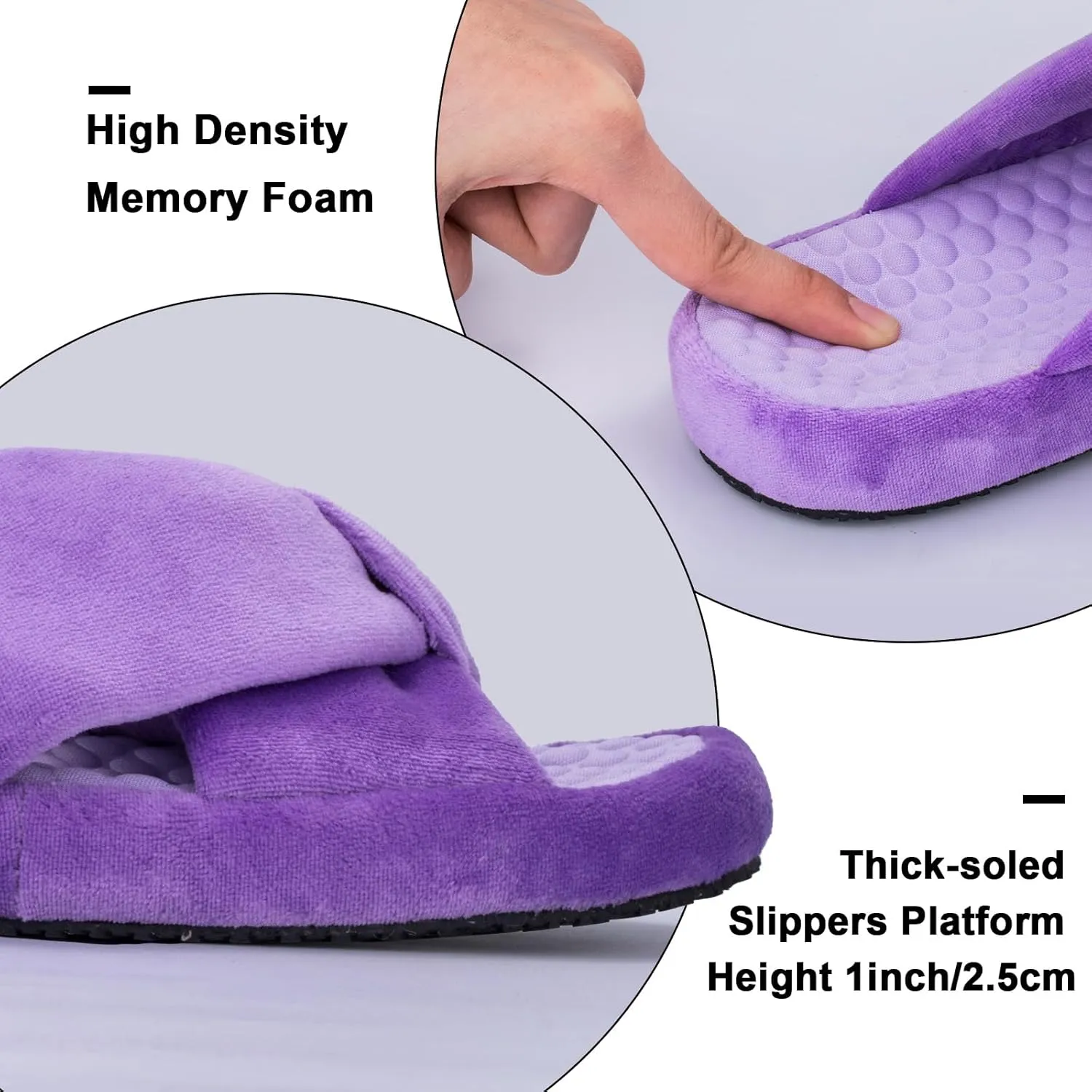 Women's House Slippers | Soft Memory Foam, Massage Beads, Non-Slip Rubber Sole | Cozy Velvet Indoor/Outdoor Slippers | Birthday Gifts & Mother's Day Gifts for Women