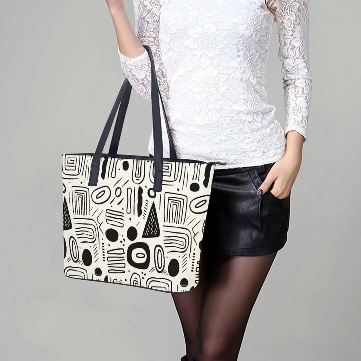 Women's Leather Tote Bag Fashion Handbag for Work Travel Shopping Daily Use Large Capacity Shoulder Purse
