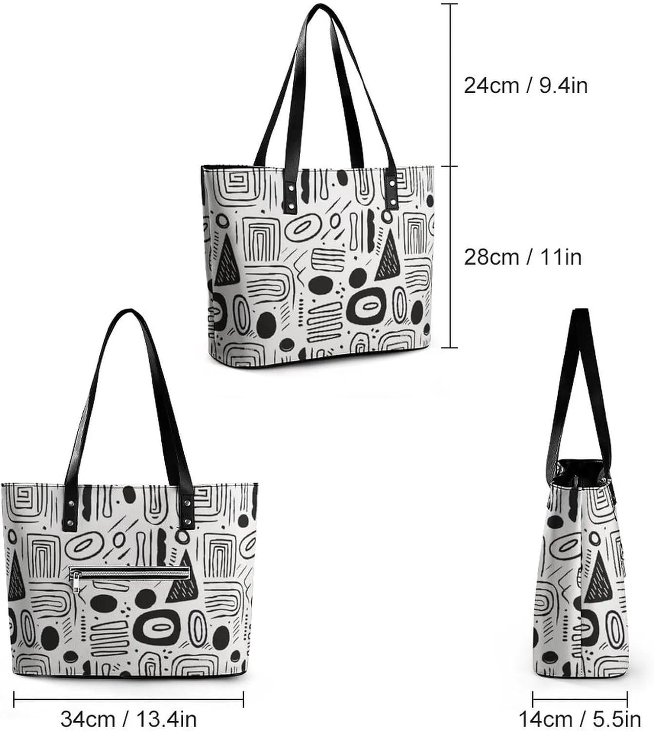 Women's Leather Tote Bag Fashion Handbag for Work Travel Shopping Daily Use Large Capacity Shoulder Purse