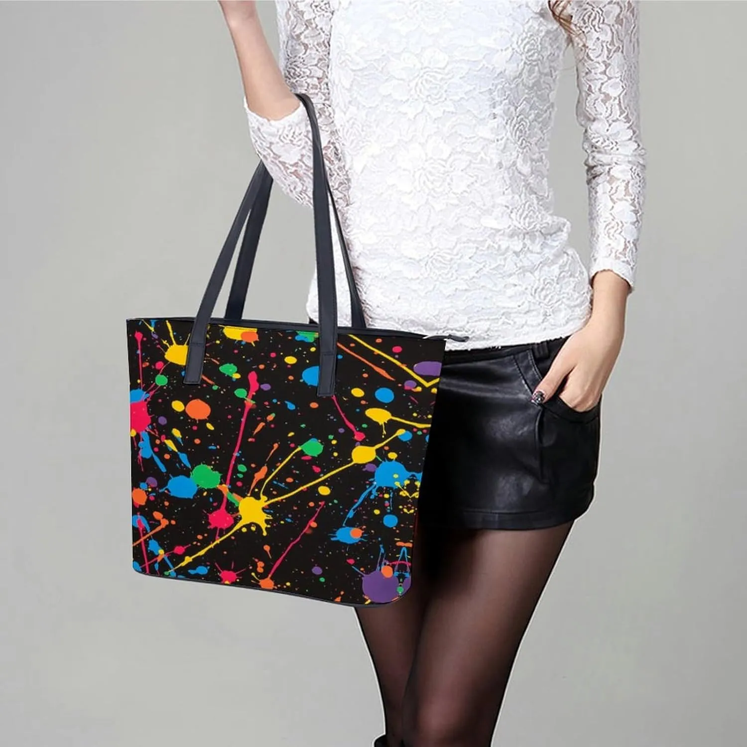 Women's Leather Tote Bag Fashion Handbag for Work Travel Shopping Daily Use Large Capacity Shoulder Purse