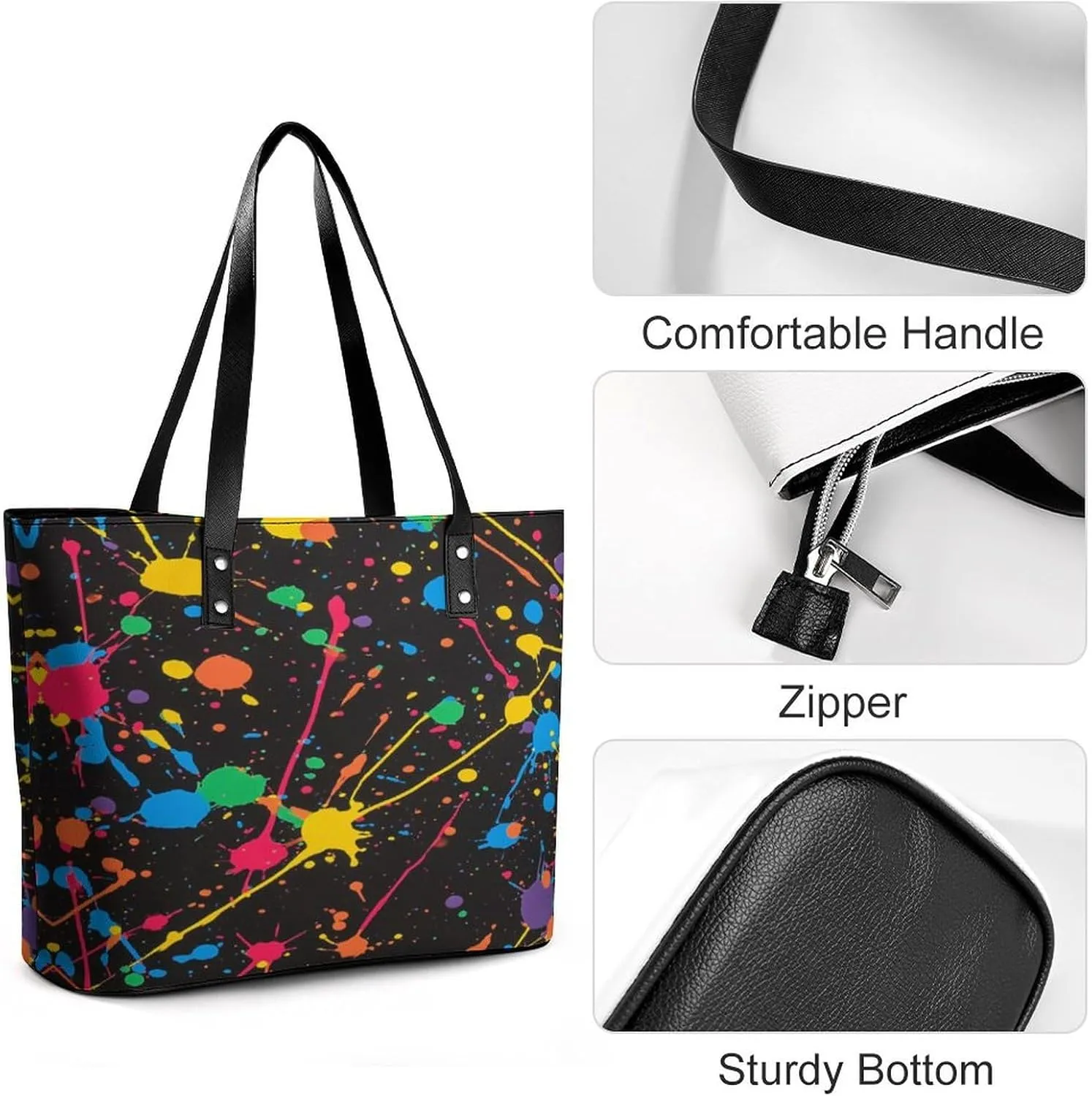 Women's Leather Tote Bag Fashion Handbag for Work Travel Shopping Daily Use Large Capacity Shoulder Purse