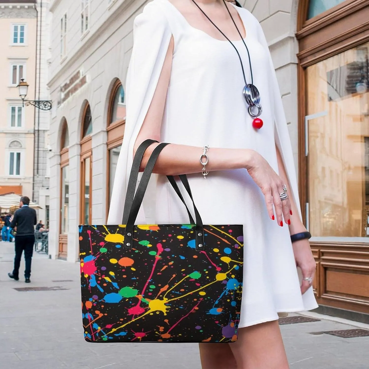 Women's Leather Tote Bag Fashion Handbag for Work Travel Shopping Daily Use Large Capacity Shoulder Purse