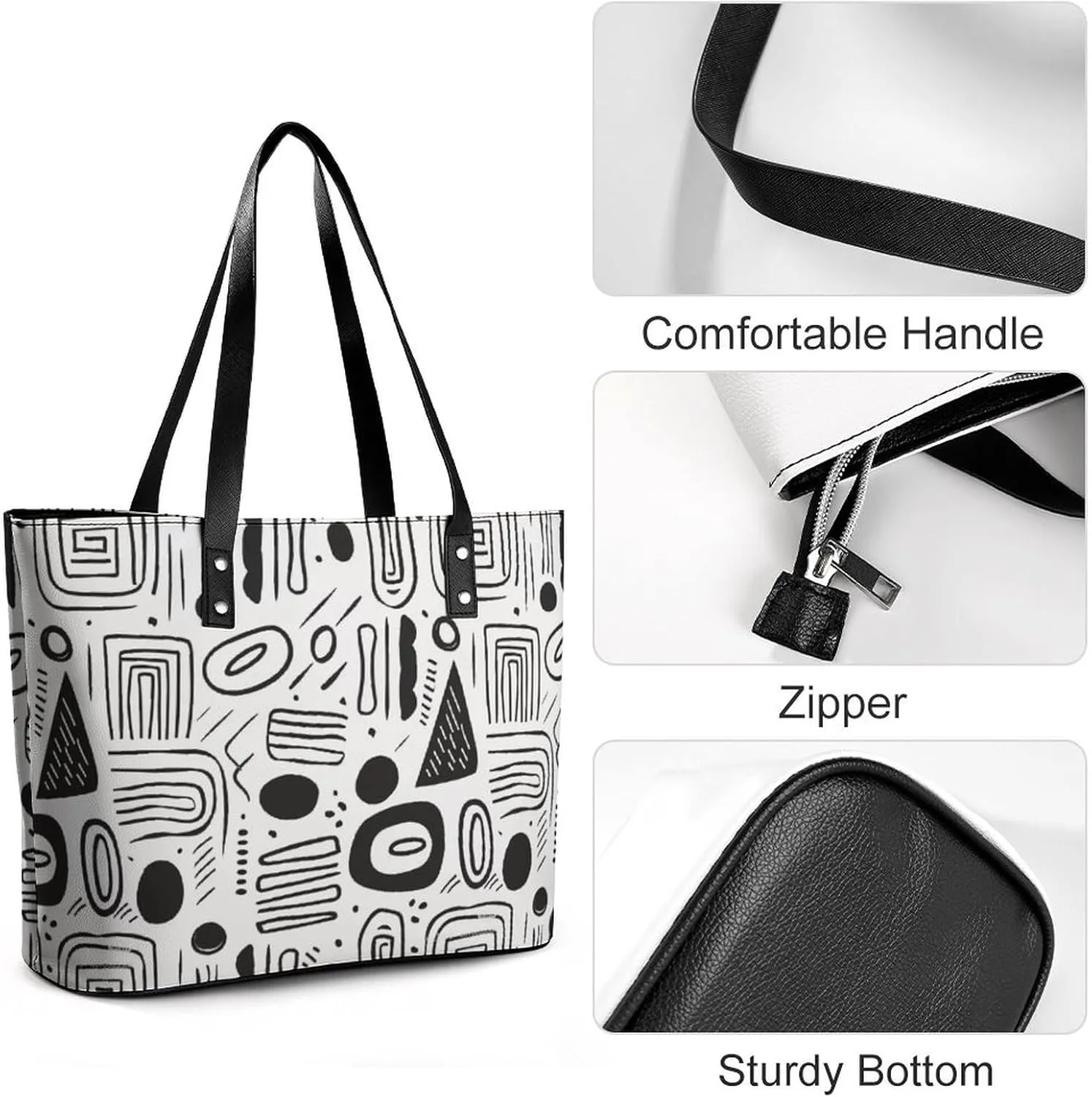 Women's Leather Tote Bag Fashion Handbag for Work Travel Shopping Daily Use Large Capacity Shoulder Purse