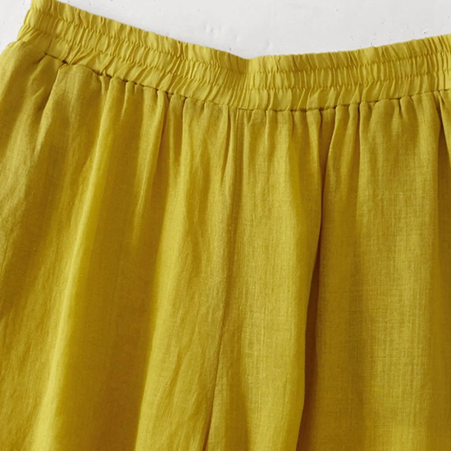 Womens Linen Cropped Pants High Waisted Baggy Pull On Paperbag Pants Printed Capris Cotton Light Slacks Work Pants