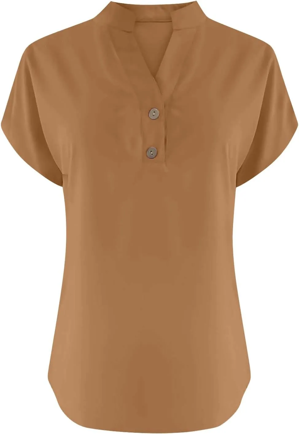 Women's Linen V Neck Shirt Trendy Short Sleeve Button Summer T-Shirts Loose Vacation Beach Solid Blouses Tunic Tops