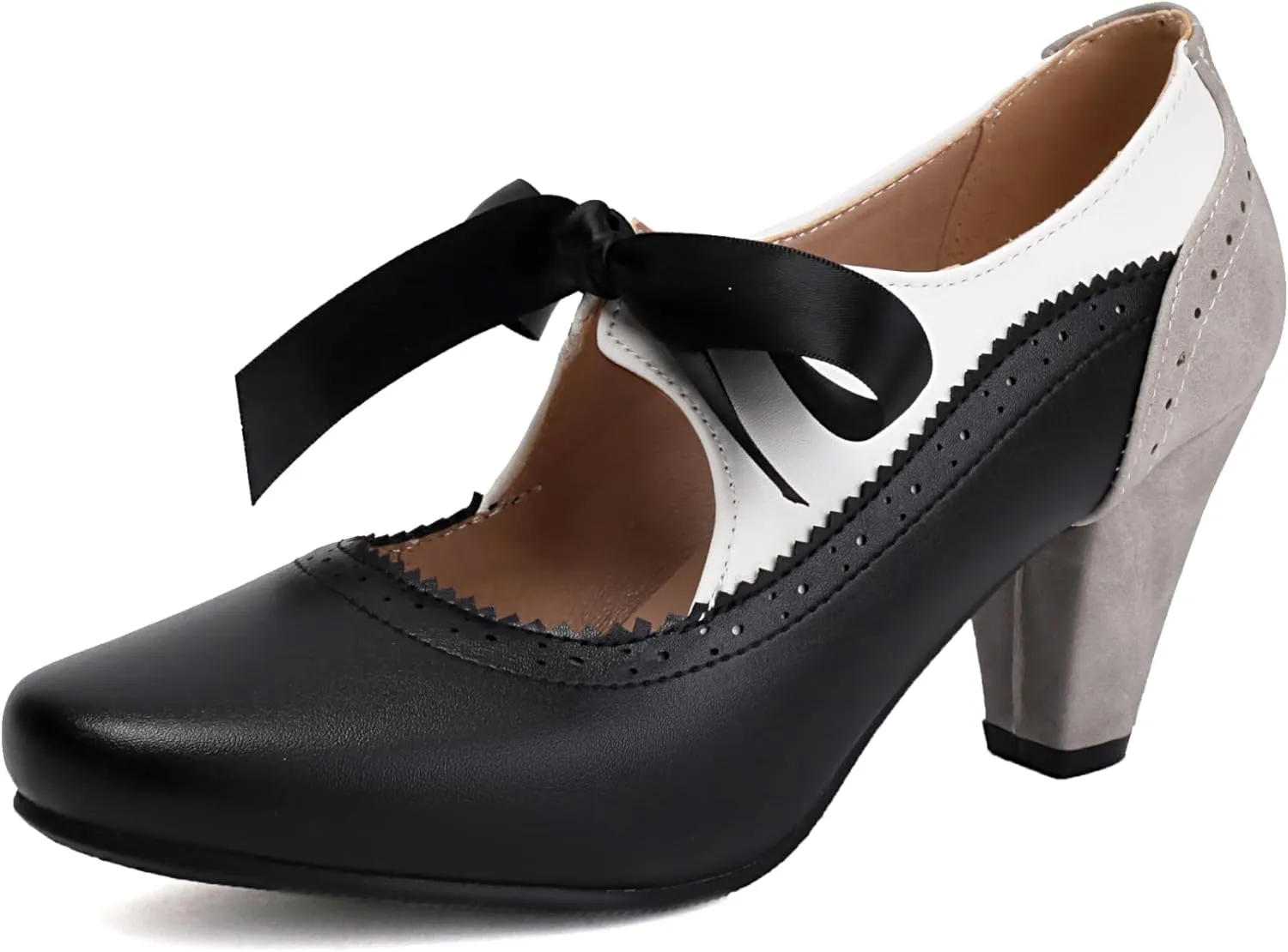 Women's Mary Jane Close Round Toe Vintage Ankle Strap Rockability 1950s Gatsby Heels Retro 1920s Victorian Pumps Shoes