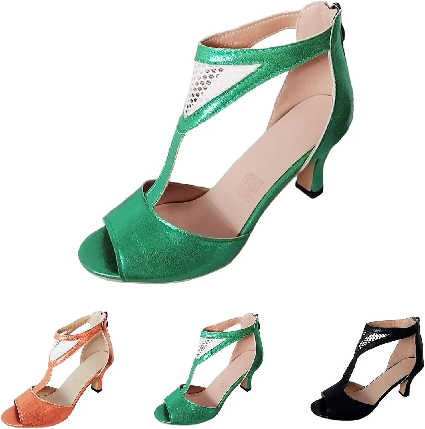 Womens Sandals Fashion Mid Heel Shoes Open Toe Pumps Heel Sandals Breathable Mesh Sandals Vacation Sandals