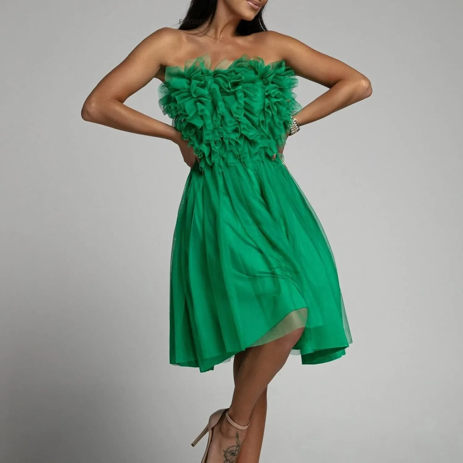 Womens Sexy Strapless Dress Fashion Sheath Skirts Puffy Sleeveless Elegant Gowns Dresses Prom Wedding Business Wear